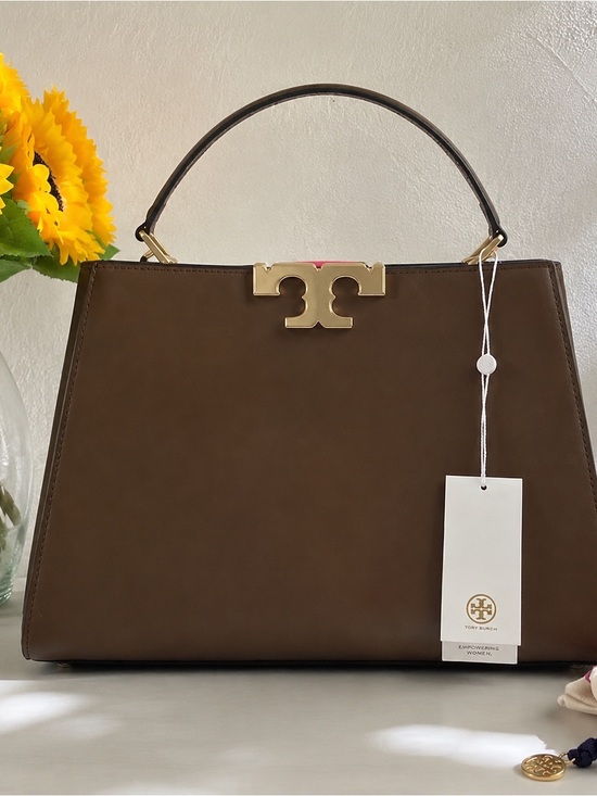 Tory Burch Handbags - Tory Burch Chocolate Brown Leather Top-Handle Laptop Bag